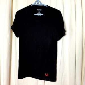 True Religion Men's Small Basic Black Tee With Logo 100% Cotton